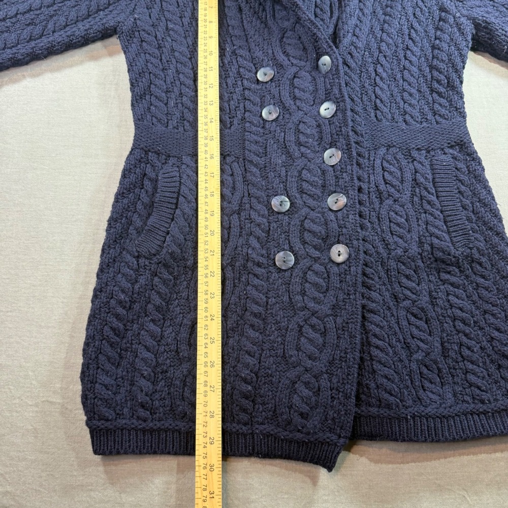Aran Crafts Cardigan Sweater Womens Medium Navy Blue Excellent Merino Wool Irish - Picture 5 of 8